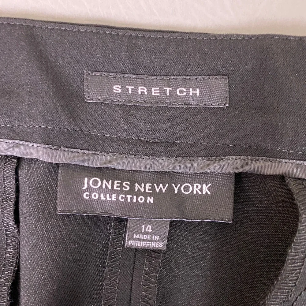 Jones New York Collection Wide Leg Pants Womens 14 Black Stretch Trousers Career